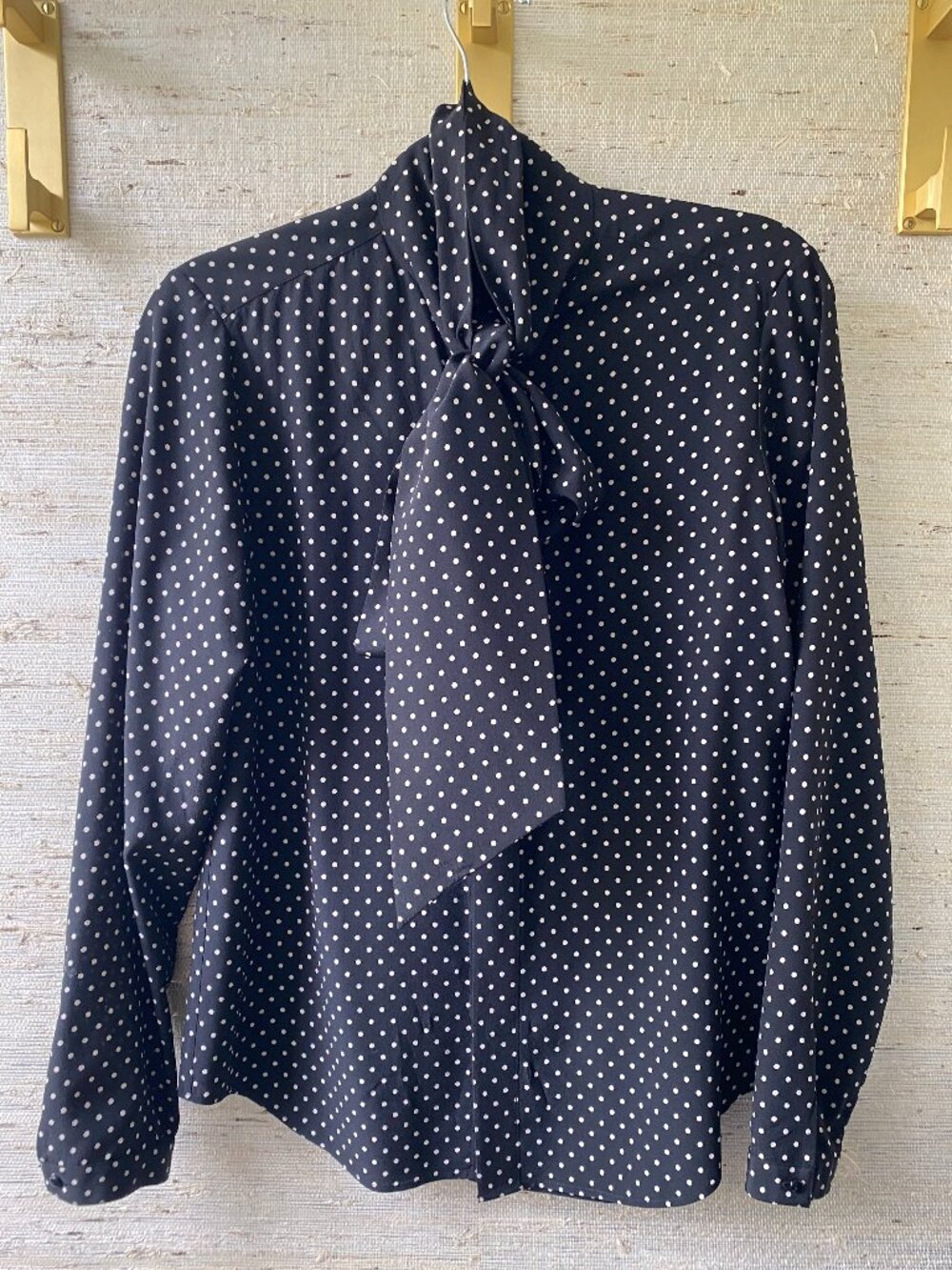 Ralph Lauren Black Label Silk Polka Dot Blouse, 8